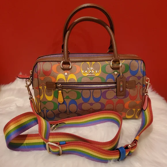 Coach Rainbow Rowan Satchel Convertible in Crossbody Bag
